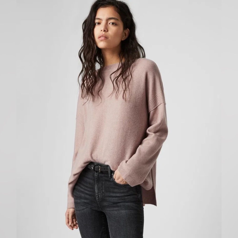New! All Saints Tara Pink Cashmere Wool Sweater Large NWOT